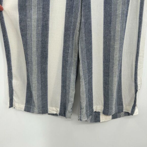 CLOTH & STONE Blue White Striped Linen Wide Leg Pull On Pants Size Medium - Picture 4 of 7